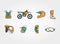 Motocross extreme race icon set