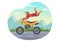 Motocross Illustration with a Rider Riding a Bike Through Mud, Rocky Roads and Adventure in Extreme Sport Flat Cartoon Hand Drawn