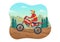 Motocross Illustration with a Rider Riding a Bike Through Mud, Rocky Roads and Adventure in Extreme Sport Flat Cartoon Hand Drawn