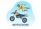 Motocross Illustration with a Rider Riding a Bike Through Mud, Rocky Roads and Adventure in Extreme Sport Flat Cartoon Hand Drawn