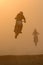 Motocross jump in dusty