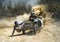 Motocross motorbike with sidecar motorcycle trailer dust dirt