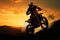 Motocross motorcycles silhouette defies gravity, epitomizing adventure and action