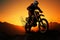Motocross motorcycles silhouette defies gravity, epitomizing adventure and action