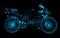 Motocross of particles. Motocross consists of circles and dots. Motorcycle racer on dark background.