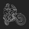 Motocross race enduro extreme motorcycle driver logo monochrome illustration