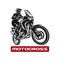 Motocross race enduro motorbike driver logo monochrome illustration