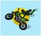 Motocross racer stunt. Vector illustration.racer jump motor