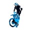 Motocross racing, abstract blue vector silhouette