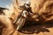 Motocross rider in action at desert