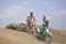 Motocross rider crash, dusty track