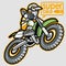 Motocross rider jumping with speech bubble