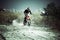 Motocross rider ride dirt bike on sand