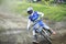 Motocrosser riding at dirt bike competition in Sky Garden Motocross Racing Event. Photos taken on 9 January 2022