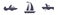 Motor boat, sailing yacht, rowboat. Flat vector illustration isolated on white