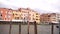 Motor boats sail along a canal in Venice. Italy