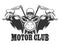 Motor Club Emblem Death on a motorcycle in glasses with scythe