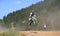 Motor cross rider in midair