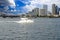 Motor-cruiser sailing in San Diego Bay, California