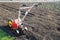 Motor cultivator for the spring plowing. The concept of gardening, gardening, farming, environmentally friendly food