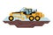 Motor grader construction machinery used in land leveling. Heavy machinery in the construction industry