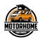 Motor home camper van vector emblem badge logo isolated