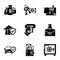 Motor insurance icons set, simple style