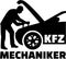 Motor mechanic silhouette with german job title