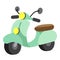 Motor Scooter transportation cartoon character perspective view vector illustration