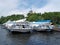 Motor ships on underwater wings at the mooring of the Valaam mon