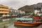 Motor sloop for visitors on river in Tai O, Hong Kong China