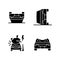 Motor vehicle collisions black glyph icons set on white space