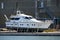 Motor yacht in dockyard