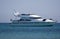 Motor yacht floating on the ocean