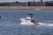 Motor yacht Pappy`s Retreat cruising across New Bedford outer harbor