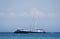 Motor yacht and sailboat