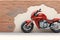 Motorbike 3D Smashed Wall Background image Generated -AI