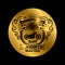 Motorbike club golden vector emblem with motorcycle