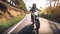 motorbike on the mountain asphalt road riding at daytime. Generative Ai