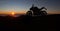 Motorbike parking with sunset background. Biker ride motorcycle. Silhouette of motobike. Trip and lifestyle motorbike Concept