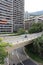 Motorbike racing on a bridge