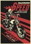 Motorbike racing event poster in vintage and dirty texture