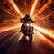 Motorbike speeding up in a tunnel of light created with Generative AI