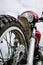 Motorbike tire. Motocross bike details.