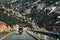 Motorbikers on Mountain Road. Driving a empty road