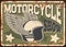 Motorbikes club show rusty tin sign or plate