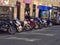 Motorbikes parked on street