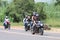 Motorbikes travelling through city streets at Yearly Mass Ride