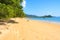 Motorboat anchored off the beach