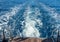 motorboat foam trace wave on the ocean water splash